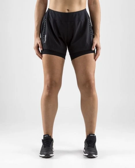 Craft Essential 2-in-1 Hardloop Short Zwart Dames 5 Craft Essential 2-in-1 Hardloop Short Zwart Dames - Afbeelding 3
