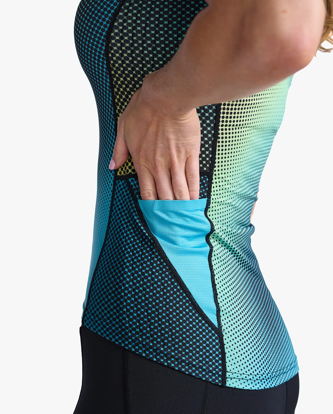 2XU Aero Tri Top Korte Mouw Blauw/groen Dames 6 2XU Aero Tri Top Korte Mouw Blauw/groen Dames - Afbeelding 4