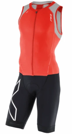 2XU Compression Trisuit Full Zip Zwart/rood/grijs Heren