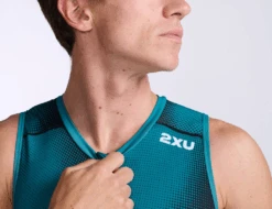 2XU Core Trisuit Mouwloos Blauw/groen Heren -Sport Uitgebreide Kleding Winkel 2xu core trisuit mt6437d idk wht 018
