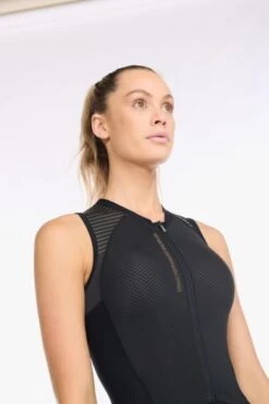 2XU Light Speed Front Zip Trisuit Mouwloos Zwart Dames -Sport Uitgebreide Kleding Winkel 2xu dames trisuit wt6663d blk gld 05