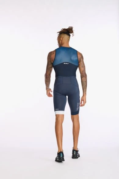 2XU Light Speed Front Zip Trisuit Mouwloos Blauw Heren 4 2XU Light Speed Front Zip Trisuit Mouwloos Blauw Heren - Afbeelding 2