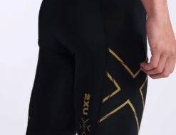 2XU Light Speed Trisuit Korte Mouw Zwart Heren -Sport Uitgebreide Kleding Winkel 2xu light speed sleeved trisuit0 mt7019d blk gld 025