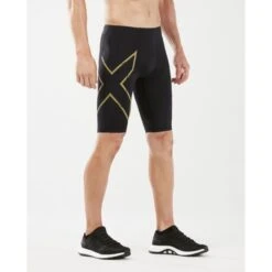2XU MCS Run Compressie Shorts Zwart/goud Heren -Sport Uitgebreide Kleding Winkel 2xu mcs run compressie shorts zwart heren goud ma5331b 002