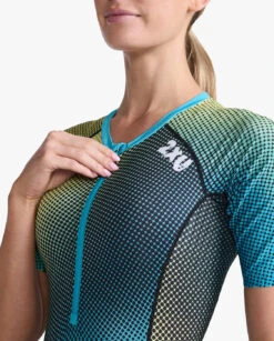 2XU Aero Trisuit Korte Mouw Blauw/groen Dames 11 2XU Aero Trisuit Korte Mouw Blauw/groen Dames -Sport Uitgebreide Kleding Winkel 2xu trisuit aero sleeved wt6431d idk wht 021