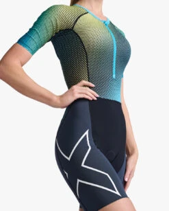 2XU Aero Trisuit Korte Mouw Blauw/groen Dames 15 2XU Aero Trisuit Korte Mouw Blauw/groen Dames -Sport Uitgebreide Kleding Winkel 2xu trisuit aero sleeved wt6431d idk wht 022