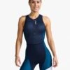 2XU Aero Front Zip Trisuit Mouwloos Blauw Dames -Sport Uitgebreide Kleding Winkel 2xu trisuit mouloos 01