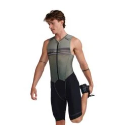 2XU Aero Front Zip Trisuit Mouwloos Groen Heren -Sport Uitgebreide Kleding Winkel 2xu trisuits heren aero front zip sleeveless mt6427d alp per 03
