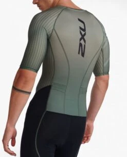 2XU Aero Trisuit Korte Mouw Groen Heren -Sport Uitgebreide Kleding Winkel 2xu trisuits heren aero short sleeve mt6426d alp per 06
