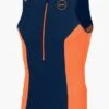 Zone3 Aquaflo Plus Mouwloos Tri Top Blauw/oranje Heren -Sport Uitgebreide Kleding Winkel aquaflo top mens orange front 01