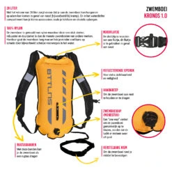BTTLNS Kronos 1.0 Safeswimmer Backpack Zwemboei 28 Liter Geel -Sport Uitgebreide Kleding Winkel bttlns buoys highlights kronos 10 yellow nl
