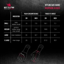 BTTLNS Neopreen Thermal Zwemhandschoenen Chione 1.0 Groen -Sport Uitgebreide Kleding Winkel bttlns size guide neoprene gloves 2