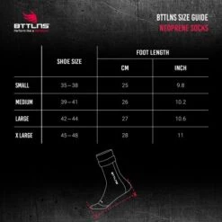 BTTLNS Neopreen Zwemsokken Caerus 1.0 Zwart -Sport Uitgebreide Kleding Winkel bttlns size guide neoprene socks 4