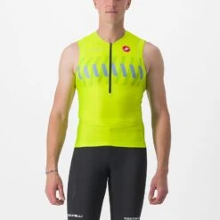 Castelli Free Tri 2 Mouwloos Top Groen/geel Heren