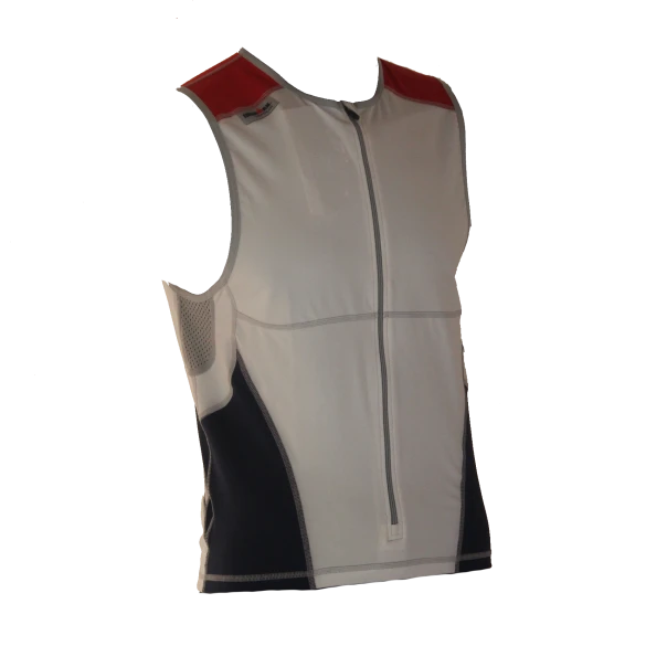 Ironman Tri Top Front Zip Mouwloos Bodysuit Wit/blauw/rood Heren 3 Ironman Tri Top Front Zip Mouwloos Bodysuit Wit/blauw/rood Heren