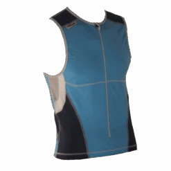 Ironman Tri Top Front Zip Mouwloos Bodysuit Blauw Heren