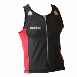 Ironman Tri Top Front Zip Mouwloos T-zip Zwart/rood Heren