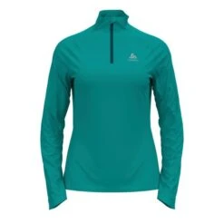 Odlo Essential Ceramiwarm (zip) Hardloopshirt Lange Mouw Blauw Dames