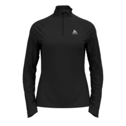 Odlo Essential Ceramiwarm (zip) Hardloopshirt Lange Mouw Zwart Dames