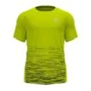 Odlo Essential Print Hardloopshirt Korte Mouw Geel Heren