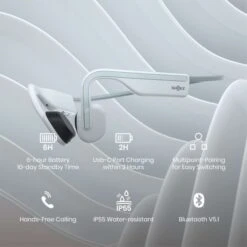 Shokz OpenMove Hoofdtelefoon Wit -Sport Uitgebreide Kleding Winkel shokz koptelefoon openmove s661wt 06