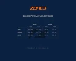 Zone3 Adventure Mouwloos Kinder Trisuit Zwart/oranje -Sport Uitgebreide Kleding Winkel sizing guides childrens tri apparel